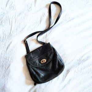Fossil Black Leather Crossbody Satchel Purse 8x9